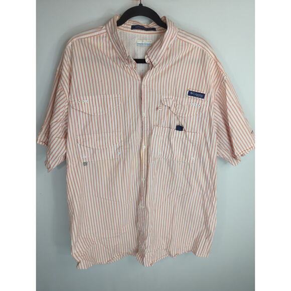 Columbia‎ Mens Striped Omni Shade Super Bonehead Button Down Shirts White XL - Picture 1 of 9